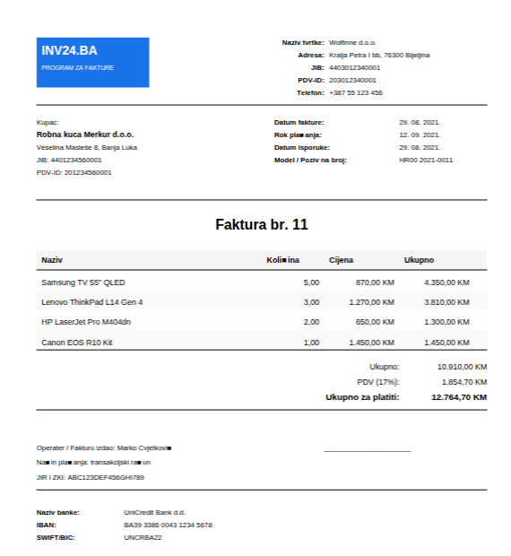 Ulazna faktura dobavljača u PDF-u